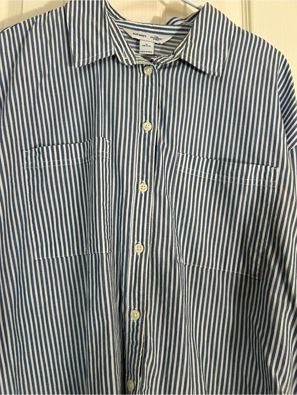 Old Navy Blue & White Vertical Stripe Button-Down Shirt